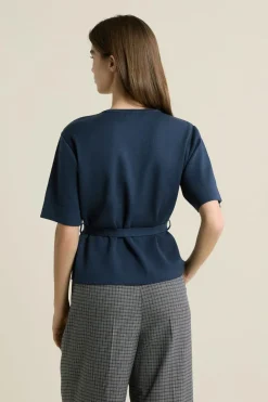Pull manches courtes ceinturée