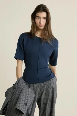 Pull manches courtes ceinturée