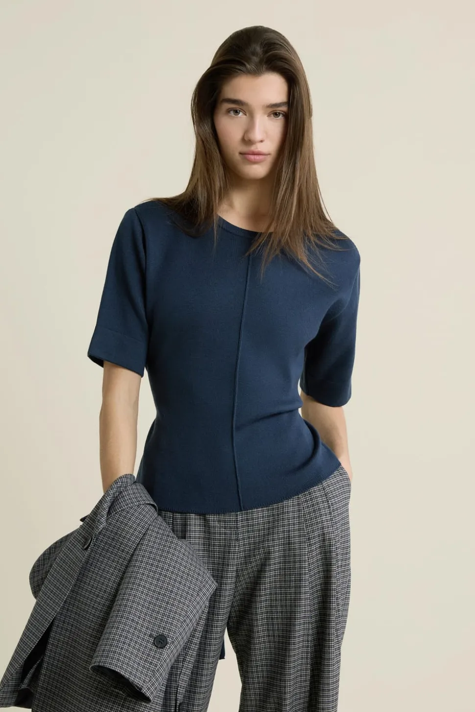 Pull manches courtes ceinturée