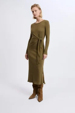 Robe avec détail à nouer en coton