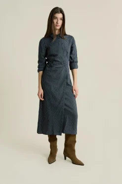 Robe longue à rayures effet cache-cœur