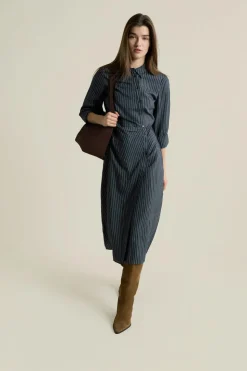 Robe longue à rayures effet cache-cœur