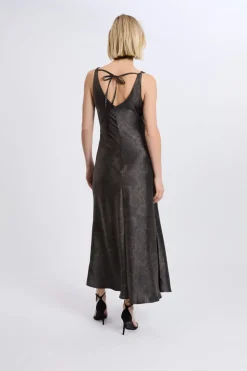Robe satinée à imprimé serpent