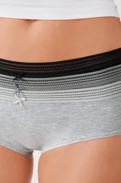 Set de 3 braguitas culotte de algodón y encaje