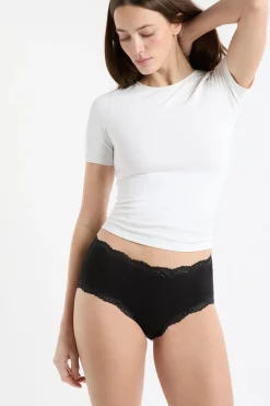 Set de 3 braguitas culotte de algodón y encaje