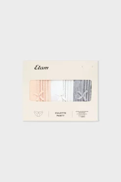 Set de 3 braguitas de algodón y encaje