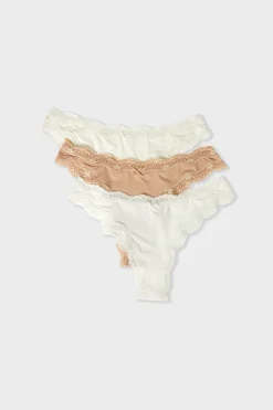 Set de 3 tangas de microfibra y encaje