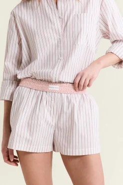 Short de pyjama à rayures avec coton