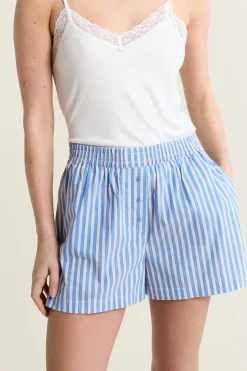 Short de pyjama à rayures avec coton