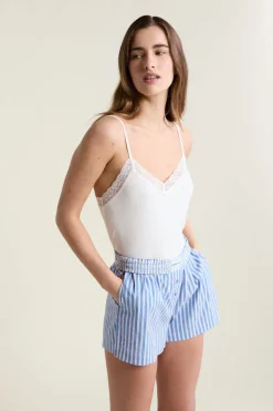Short de pyjama à rayures avec coton