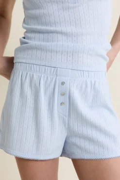 Short de pyjama en coton en pointelle