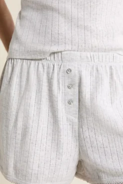 Short de pyjama en coton en pointelle