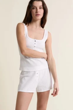 Short de pyjama en coton en pointelle