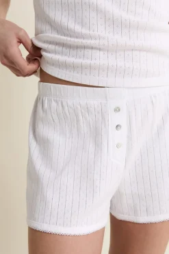 Short de pyjama en coton en pointelle