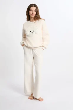 Sudadera con estampado de perro y efecto polar