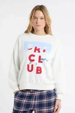 Sudadera de algodón con estampado de esquiadores