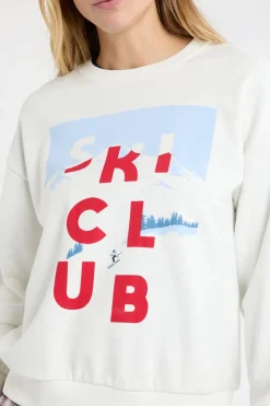 Sudadera de algodón con estampado de esquiadores