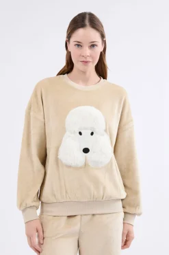 Sudadera de manga larga con efecto terciopelo