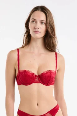 Sujetador balconnet push-up de tul y satén