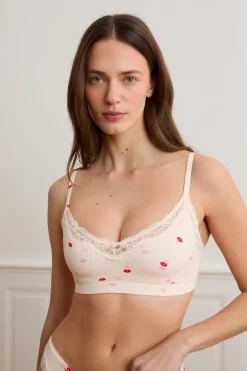 Sujetador de microfibra con estampado de besos