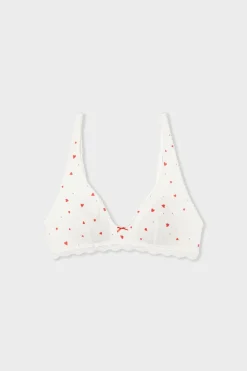 Sujetador de punto calado con estampado de corazones