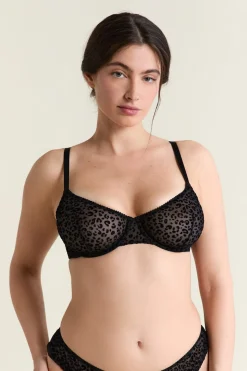 Sujetador de tul con estampado de leopardo