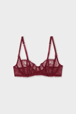 Sujetador sin relleno de tul y satén