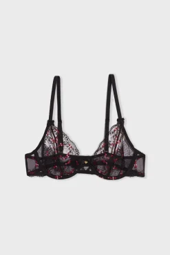 Sujetador sin relleno de tul bordado