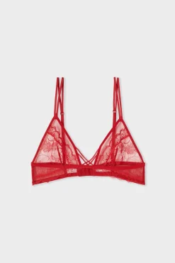 Sujetador triangular de encaje con tirantes dobles