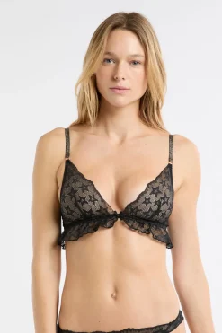 Sujetador triangular de encaje con detalles de estrellas