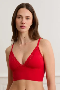 Sujetador triangular de microfibra y encaje