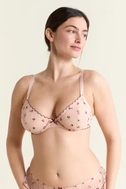 Sujetador triangular de tul con estampado