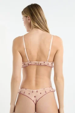 Sujetador triangular de tul con motivos bordados