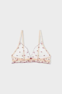 Sujetador triangular de tul con motivos bordados