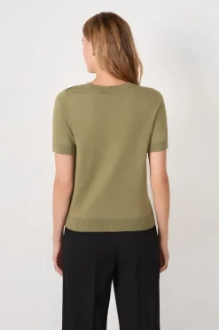 Suéter cuello en V manga corta