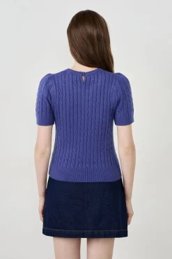 Suéter de manga corta con diseño trenzado