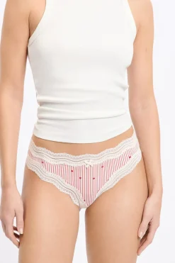 Tanga con bordes de encaje de microfibra