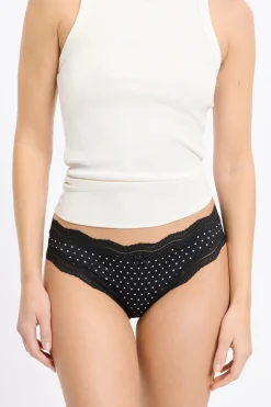 Tanga con bordes de encaje de microfibra