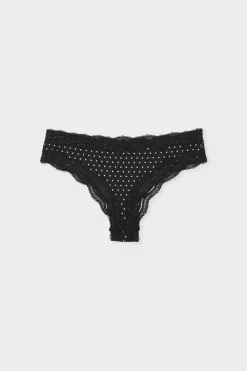 Tanga con bordes de encaje de microfibra