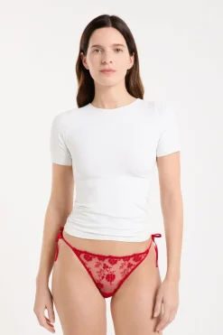 Tanga con lazo en tul bordado