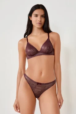 Tanga de encaje con hilo brillante