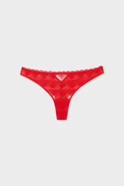Tanga de encaje con motivos de corazones