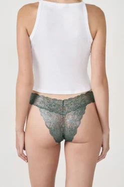Tanga de encaje tejido brillante