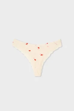 Tanga de microfibra con estampado de besos