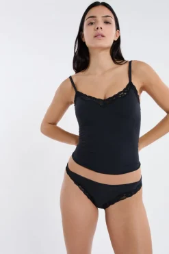 Tanga de microfibra y encaje