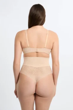 Tanga de talle alto moldeador con detalles de encaje - Sujeción media