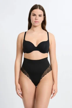 Tanga de talle alto moldeador con detalles de encaje - Sujeción media