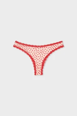 Tanga de tul con estampado de corazones