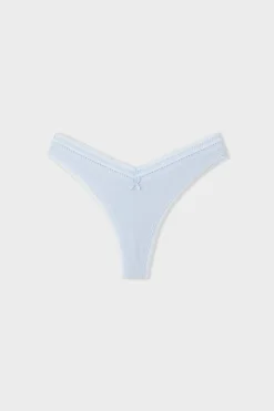 Tanga en forma de V de microfibra y encaje