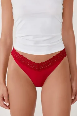 Tanga en V de microfibra y encaje